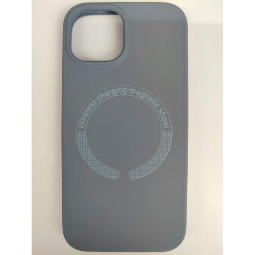 Чехол силиконовый iPhone 15 MagSafe под оригинал серый