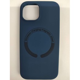 Чехол силиконовый iPhone 15 MagSafe под оригинал темно-синий