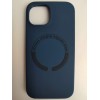Чехол силиконовый iPhone 15 MagSafe под оригинал темно-синий