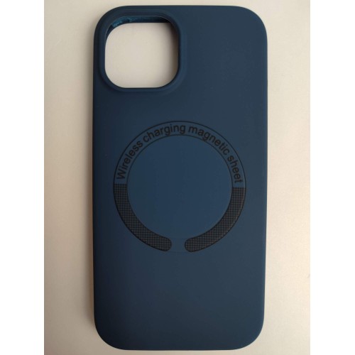 Чехол силиконовый iPhone 15 MagSafe под оригинал темно-синий