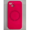 Чехол силиконовый iPhone 15 Magsafe под оригинал (защита камеры) фуксия