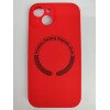Чехол силиконовый iPhone 15 Magsafe под оригинал (защита камеры) красный