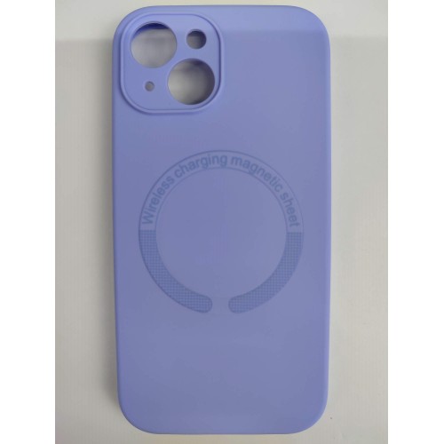 Чехол силиконовый iPhone 15 Magsafe под оригинал (защита камеры) сиреневый