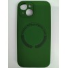 Чехол силиконовый iPhone 15 Magsafe под оригинал (защита камеры) темно-зеленый