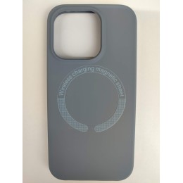 Чехол силиконовый iPhone 15 Pro MagSafe под оригинал серый