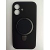 Чехол силиконовый iPhone 16 MagSafe c подставкой и защитой камеры черный