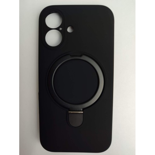 Чехол силиконовый iPhone 16 MagSafe c подставкой и защитой камеры черный