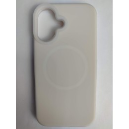 Чехол силиконовый iPhone 16 матовый с MagSafe белый