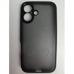 Чехол силиконовый iPhone 16 матовый с окантовкой черный