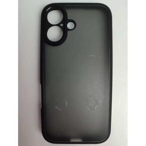 Чехол силиконовый iPhone 16 матовый с окантовкой черный