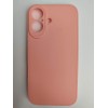 Чехол силиконовый iPhone 16 матовый с защитой камеры розовый