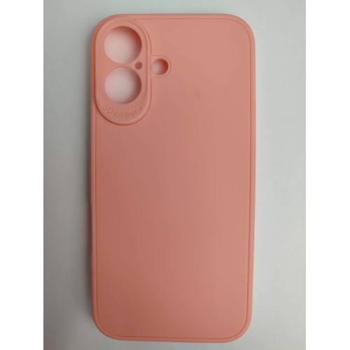 Чехол силиконовый iPhone 16 матовый с защитой камеры розовый