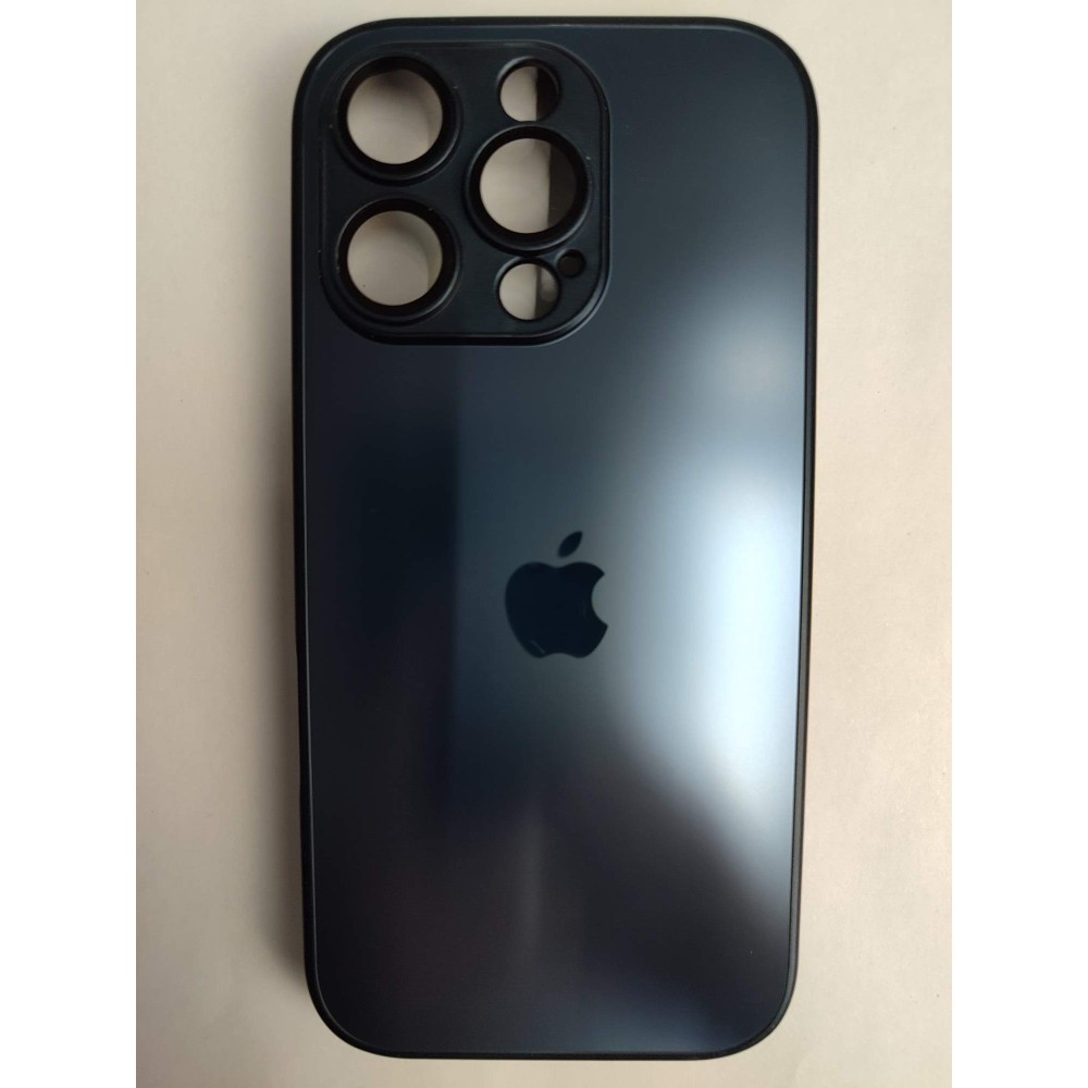 Чехол силиконовый iPhone 16 Pro AG-GLASS стеклянный с лого темно-синий