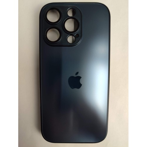 Чехол силиконовый iPhone 16 Pro AG-GLASS стеклянный с лого темно-синий