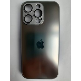 Чехол силиконовый iPhone 16 Pro AG-GLASS стеклянный с лого титановый