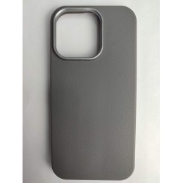 Чехол силиконовый iPhone 16 Pro кожаный цветной серый