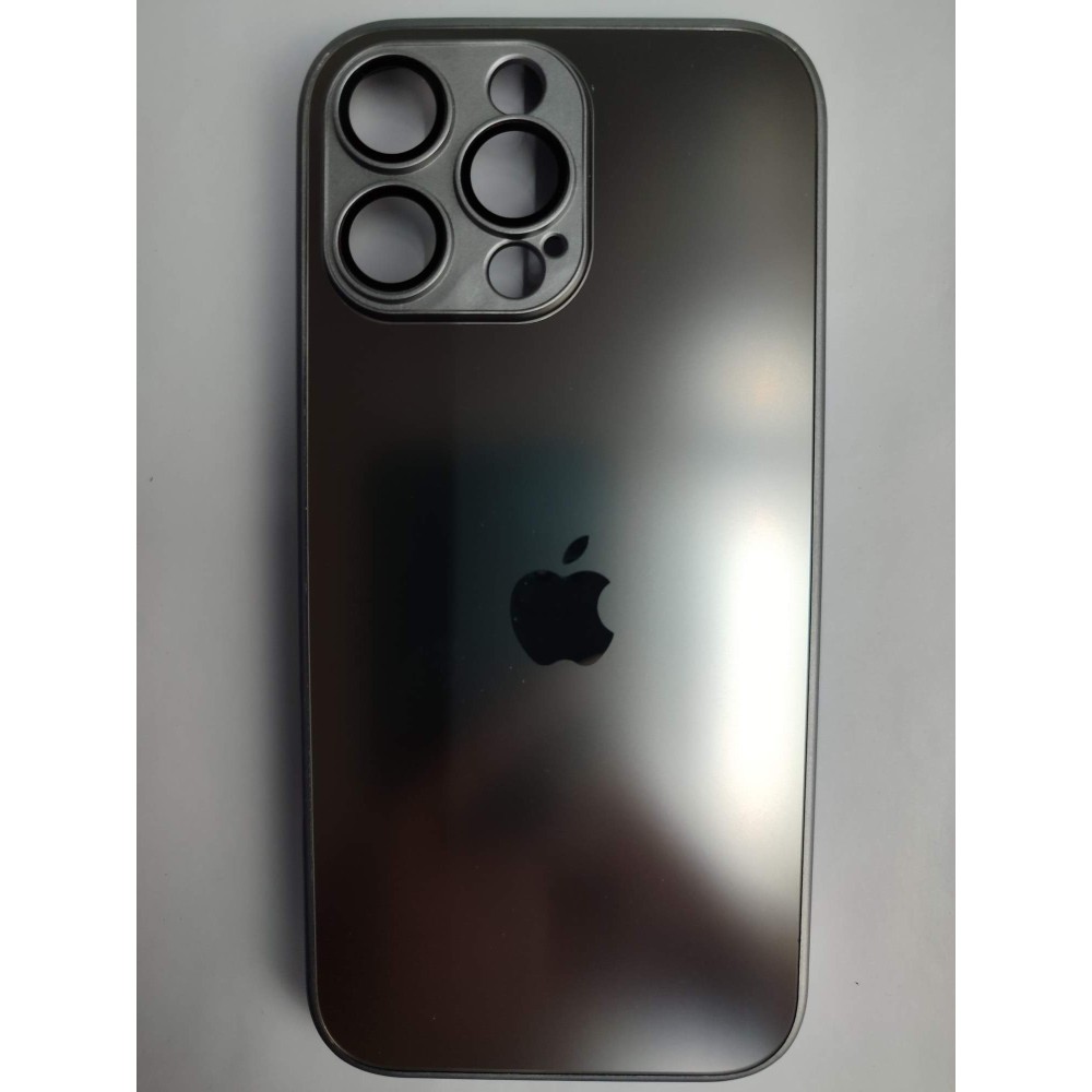 Чехол силиконовый iPhone 16 Pro Max AG-GLASS стеклянный с лого титановый