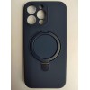 Чехол силиконовый iPhone 16 Pro Max MagSafe c подставкой и защитой камеры темно-синий