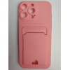 Чехол силиконовый iPhone 16 Pro Max матовый цветной с визитницей розовый