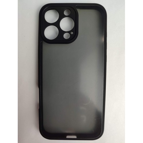 Чехол силиконовый iPhone 16 Pro Max матовый с окантовкой черный