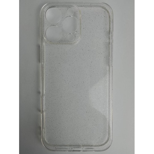 Чехол силиконовый iPhone 16 Pro Max прозрачный с блестками SILVER