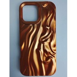 Чехол силиконовый iPhone 16 Pro ВОЛНА 3D оранжевый