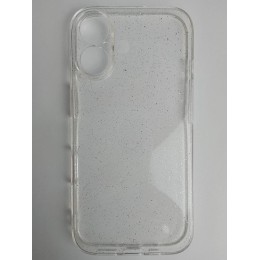 Чехол силиконовый iPhone 16 прозрачный с блестками SILVER