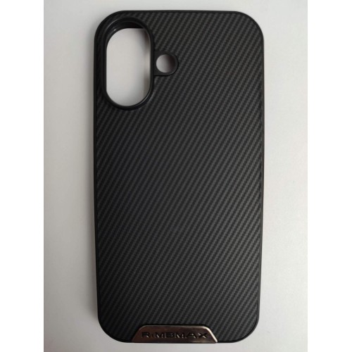 Чехол силиконовый iPhone 16 RiMBMAX карбон черный
