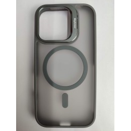 Чехол силиконовый iPhone 16 SkyArmor MagSafe камера-подставка матовый серый