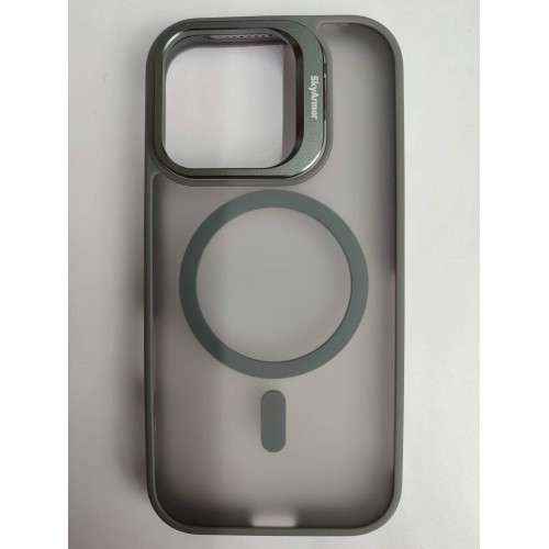 Чехол силиконовый iPhone 16 SkyArmor MagSafe камера-подставка матовый серый