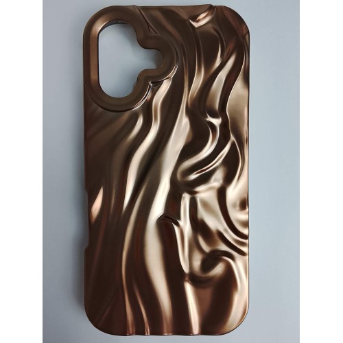 Чехол силиконовый iPhone 16 ВОЛНА 3D бронза