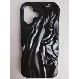 Чехол силиконовый iPhone 16 ВОЛНА 3D черный