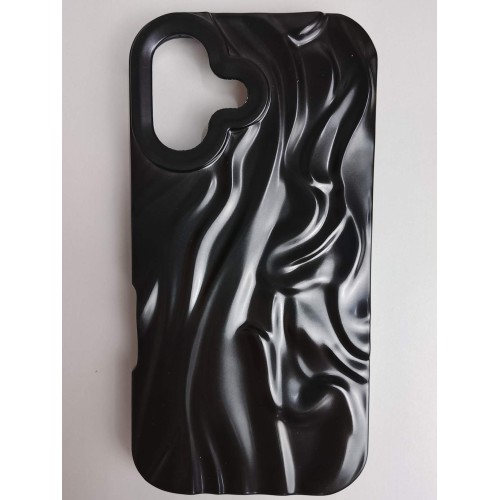 Чехол силиконовый iPhone 16 ВОЛНА 3D черный