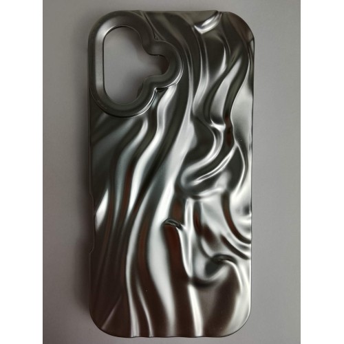 Чехол силиконовый iPhone 16 ВОЛНА 3D серебристый