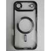 Чехол силиконовый iPhone 17 Air Magsafe прозрачный с защитой камеры черный