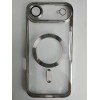 Чехол силиконовый iPhone 17 Air Magsafe прозрачный с защитой камеры серебро