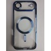 Чехол силиконовый iPhone 17 Air Magsafe прозрачный с защитой камеры синий