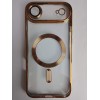 Чехол силиконовый iPhone 17 Air Magsafe прозрачный с защитой камеры золотой