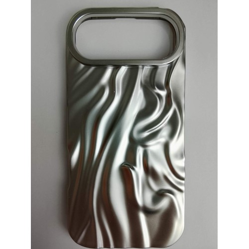 Чехол силиконовый iPhone 17 Air ВОЛНА 3D серебристый