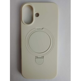 Чехол силиконовый iPhone 17 MagSafe цветной с кольцом белый