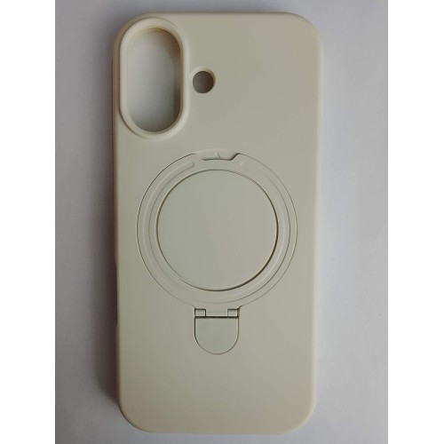 Чехол силиконовый iPhone 17 MagSafe цветной с кольцом белый