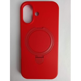 Чехол силиконовый iPhone 17 MagSafe цветной с кольцом красный