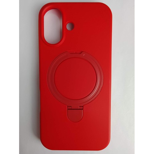 Чехол силиконовый iPhone 17 MagSafe цветной с кольцом красный