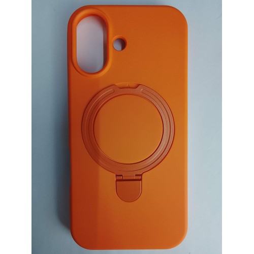 Чехол силиконовый iPhone 17 MagSafe цветной с кольцом оранжевый