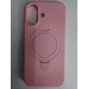 Чехол силиконовый iPhone 17 MagSafe цветной с кольцом розовый