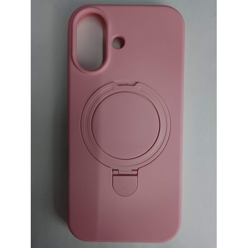 Чехол силиконовый iPhone 17 MagSafe цветной с кольцом розовый