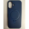 Чехол силиконовый iPhone 17 MagSafe цветной с кольцом синий