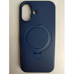 Чехол силиконовый iPhone 17 MagSafe цветной с кольцом синий