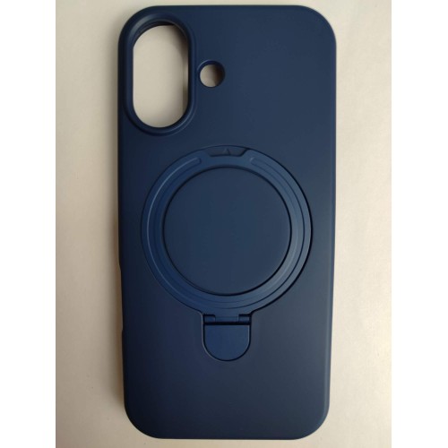 Чехол силиконовый iPhone 17 MagSafe цветной с кольцом синий