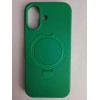 Чехол силиконовый iPhone 17 MagSafe цветной с кольцом зеленый
